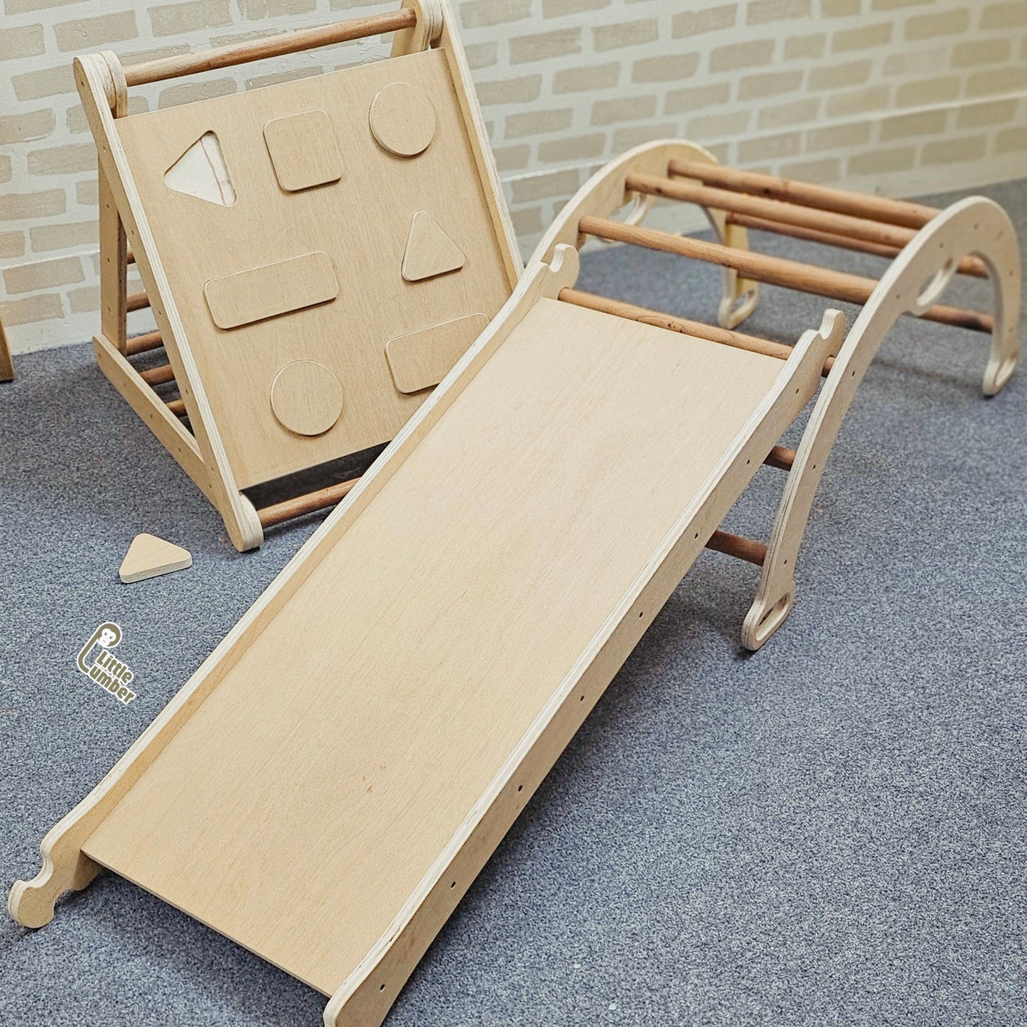 COMPLETE ADVENTURE PLAY SET (SHAPE SORTER PIKLER + SLIDE RAMP + ARCH ROCKER)