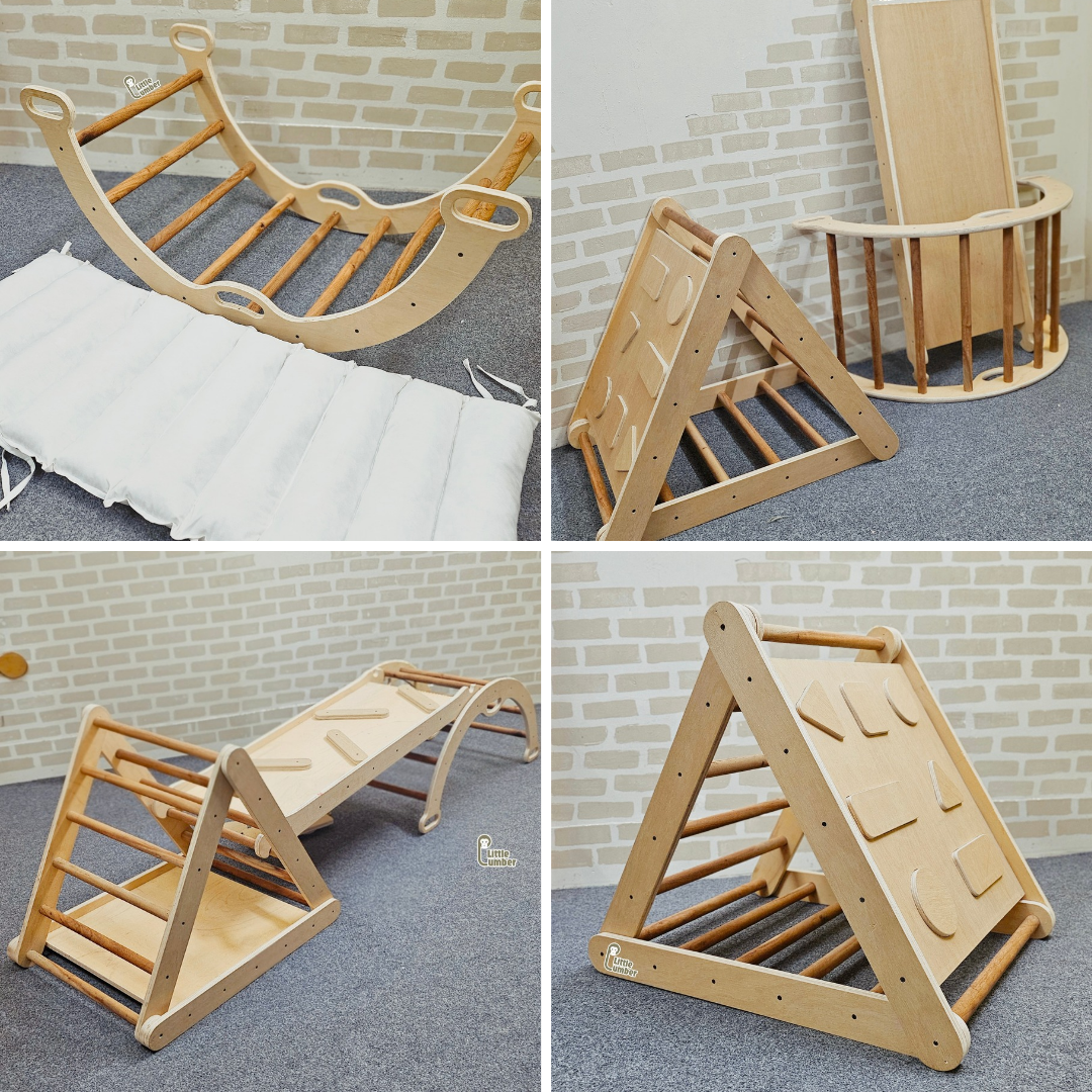 COMPLETE ADVENTURE PLAY SET (SHAPE SORTER PIKLER + SLIDE RAMP + ARCH ROCKER)